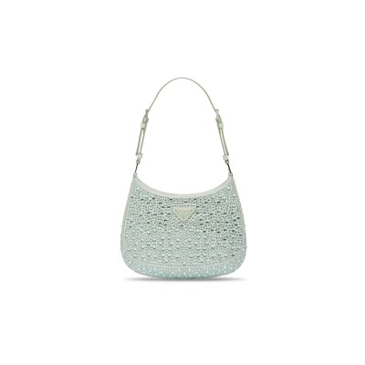 PRADA CLEO SATIN BAG WITH APPLIQUES 1BC169 (22*18.5*4.5cm)  PRADA CLEO SATIN BAG WITH APPLIQUES 1BC169 (22*18.5*4.5cm)
